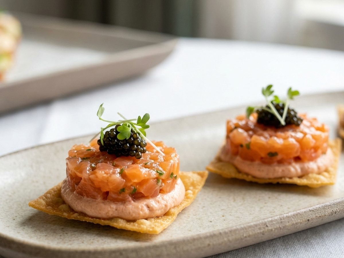 Smoked salmon tartare with caviar